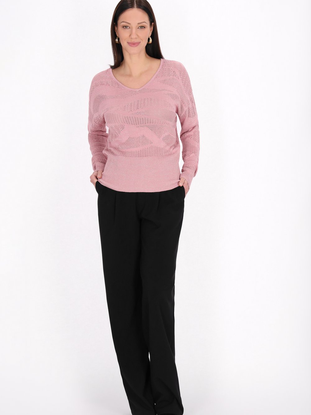 Usha Pullover Damen Viskose rosa gemustert, XXL