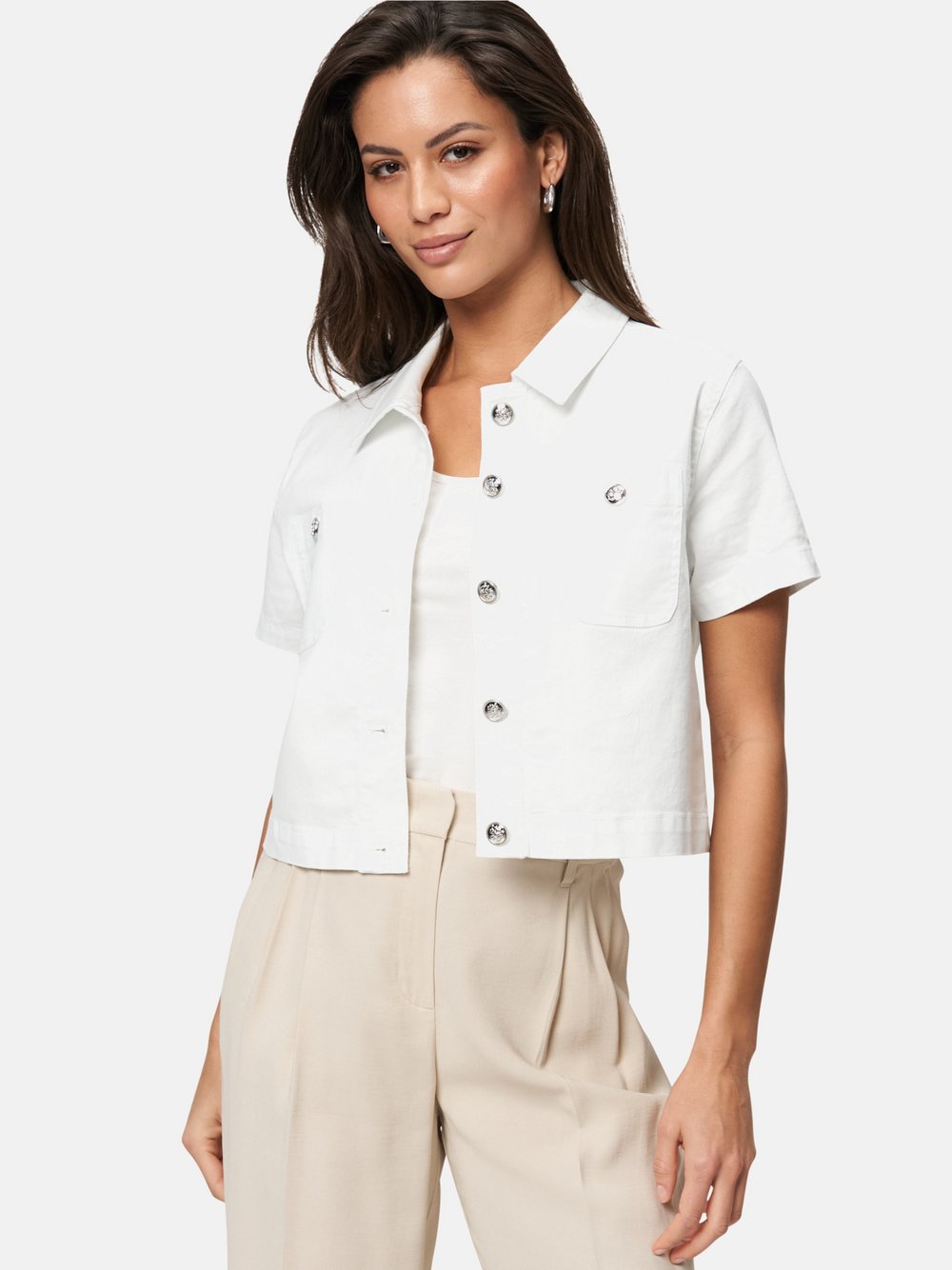 zero Jacke Damen Baumwolle weiß, 42
