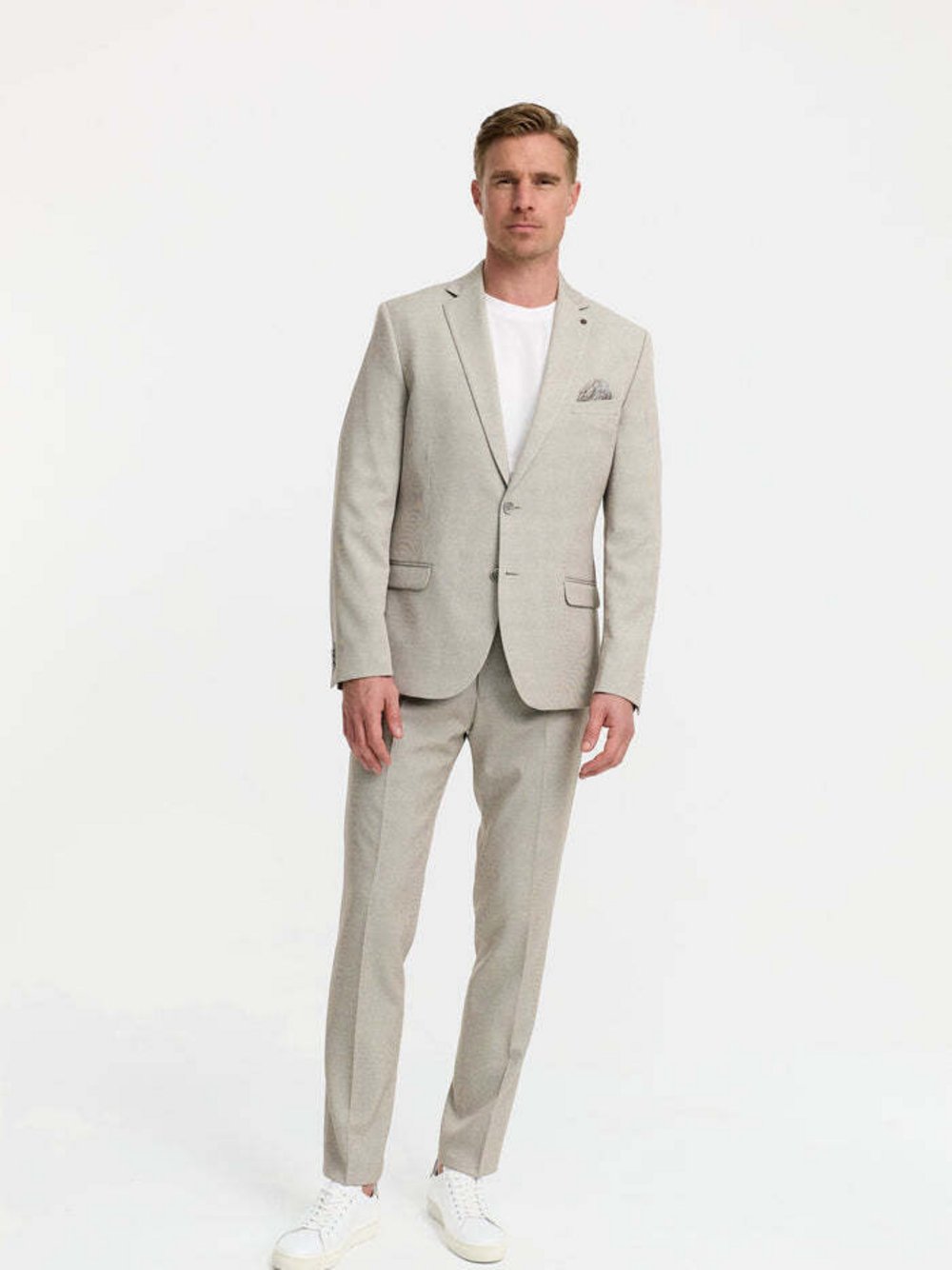 Zuitable Baukasten-Sakko Herren Slim Fit Jersey beige gemustert, 102