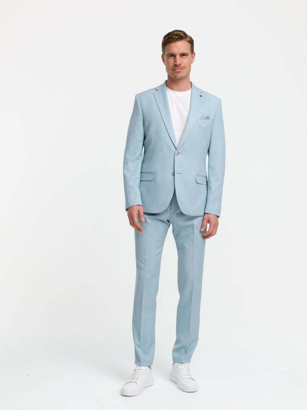 Zuitable Baukasten-Sakko Herren Slim Fit Jersey blau gemustert, 50