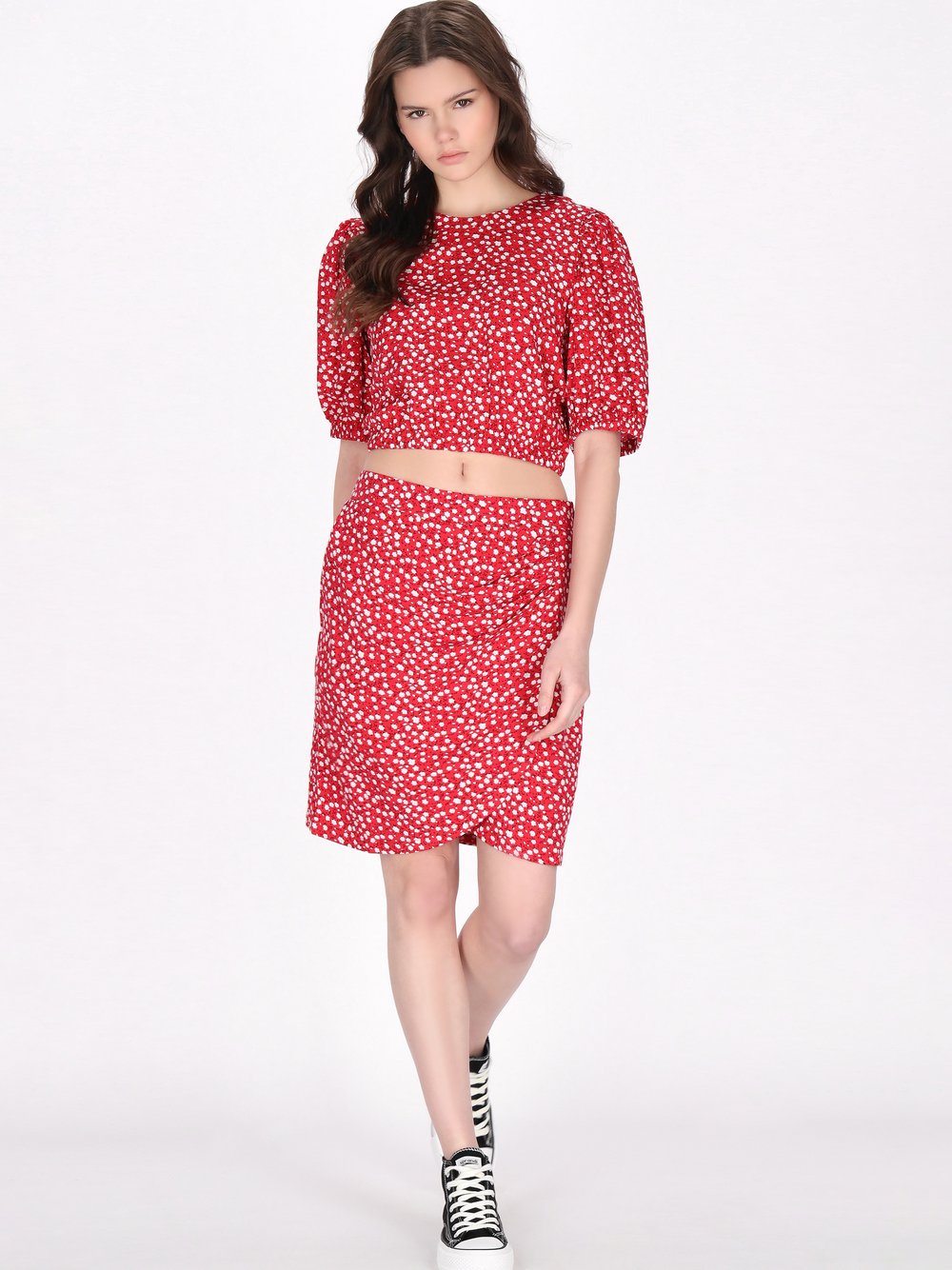 Thumbnail - MyMo Bluse Damen Viskose rot bedruckt, S