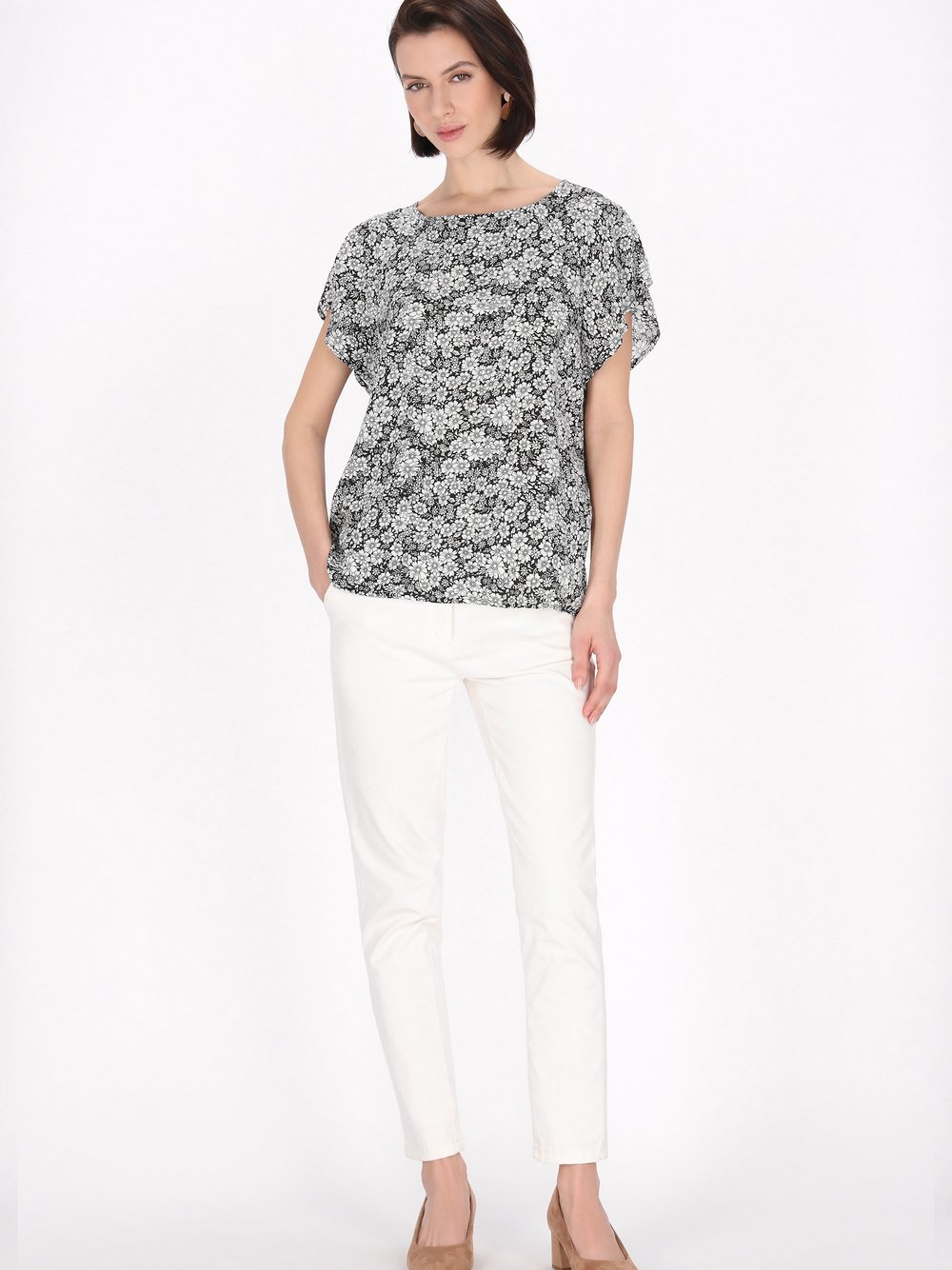 Usha Bluse Damen Viskose schwarz bedruckt, M