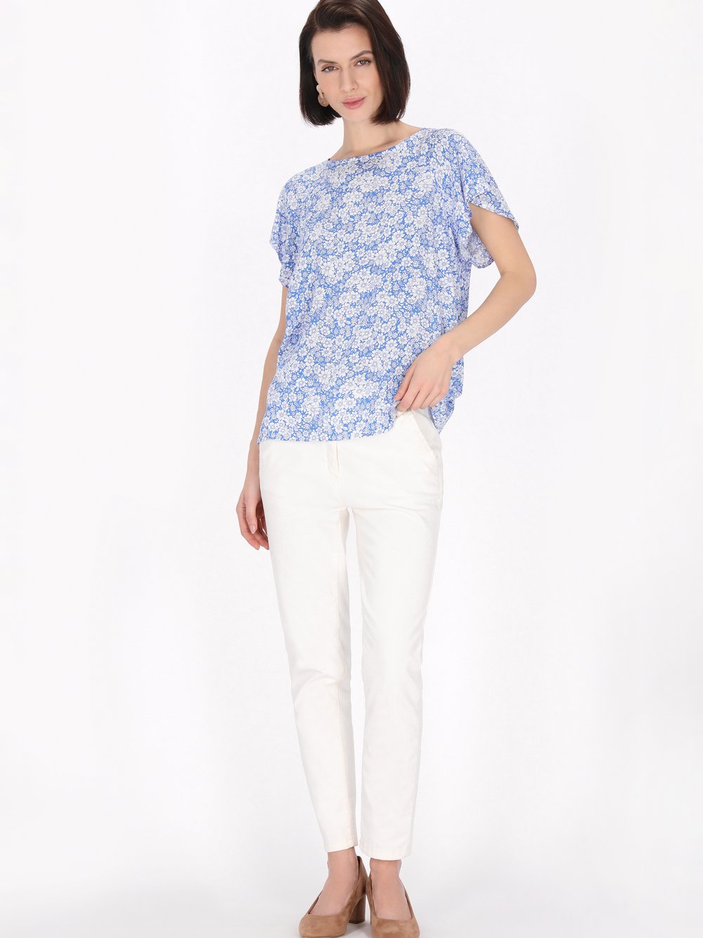 Usha Bluse Damen Viskose blau bedruckt, XL