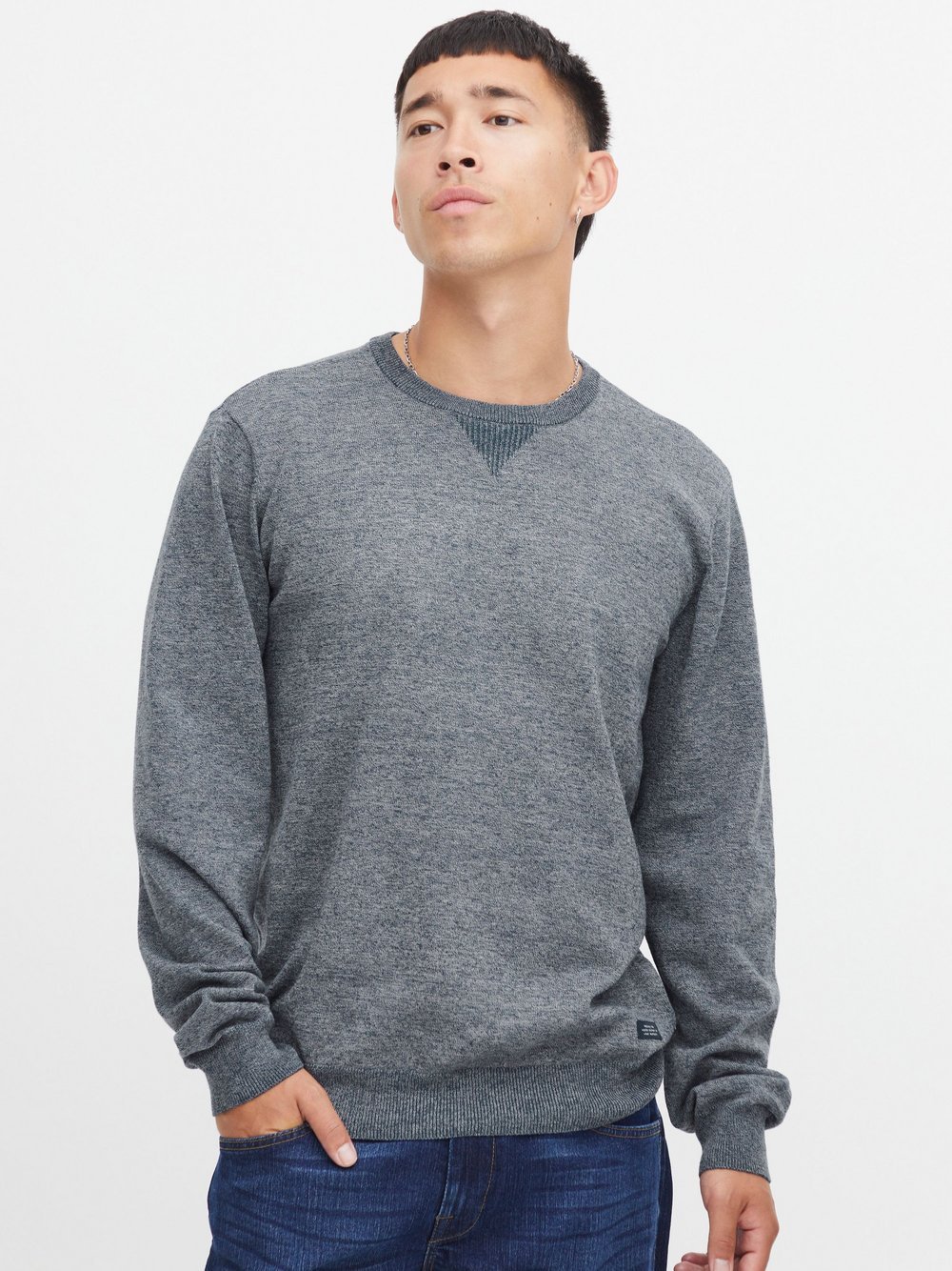 BLEND Rundhalspullover Herren blau, L
