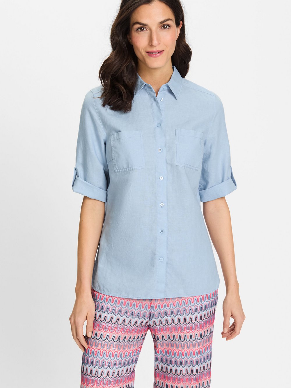 Olsen Bluse Damen Baumwolle blau, 44