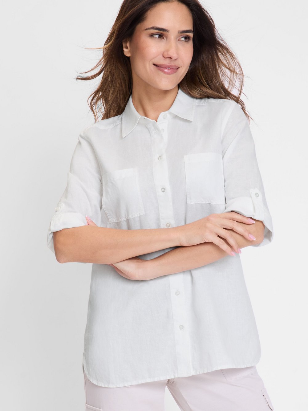 Olsen Bluse Damen Baumwolle weiß, 48