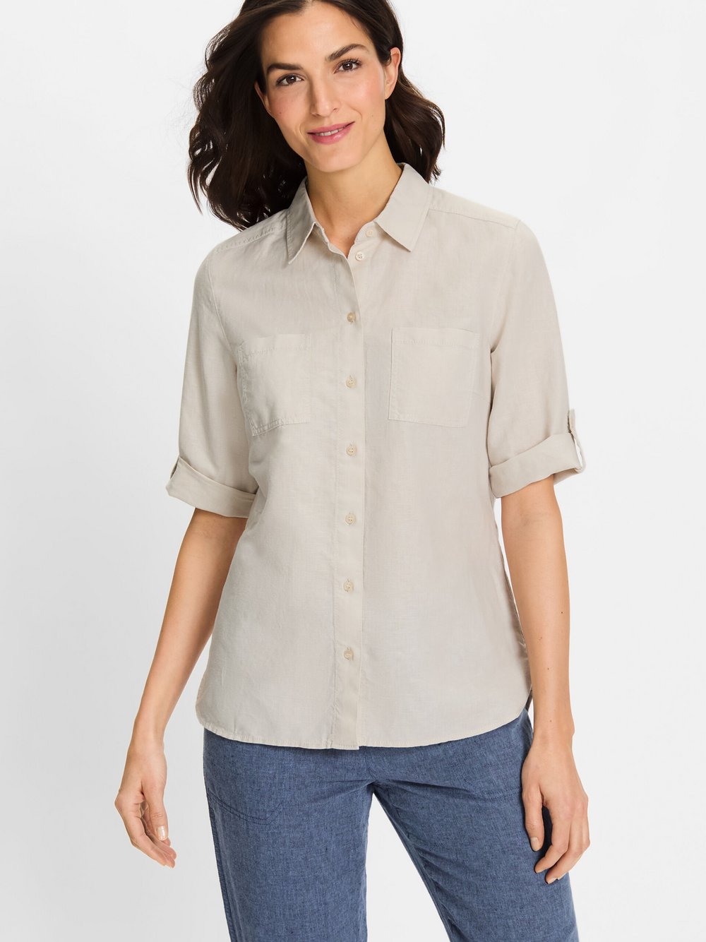 Olsen Bluse Damen Baumwolle grau, 38