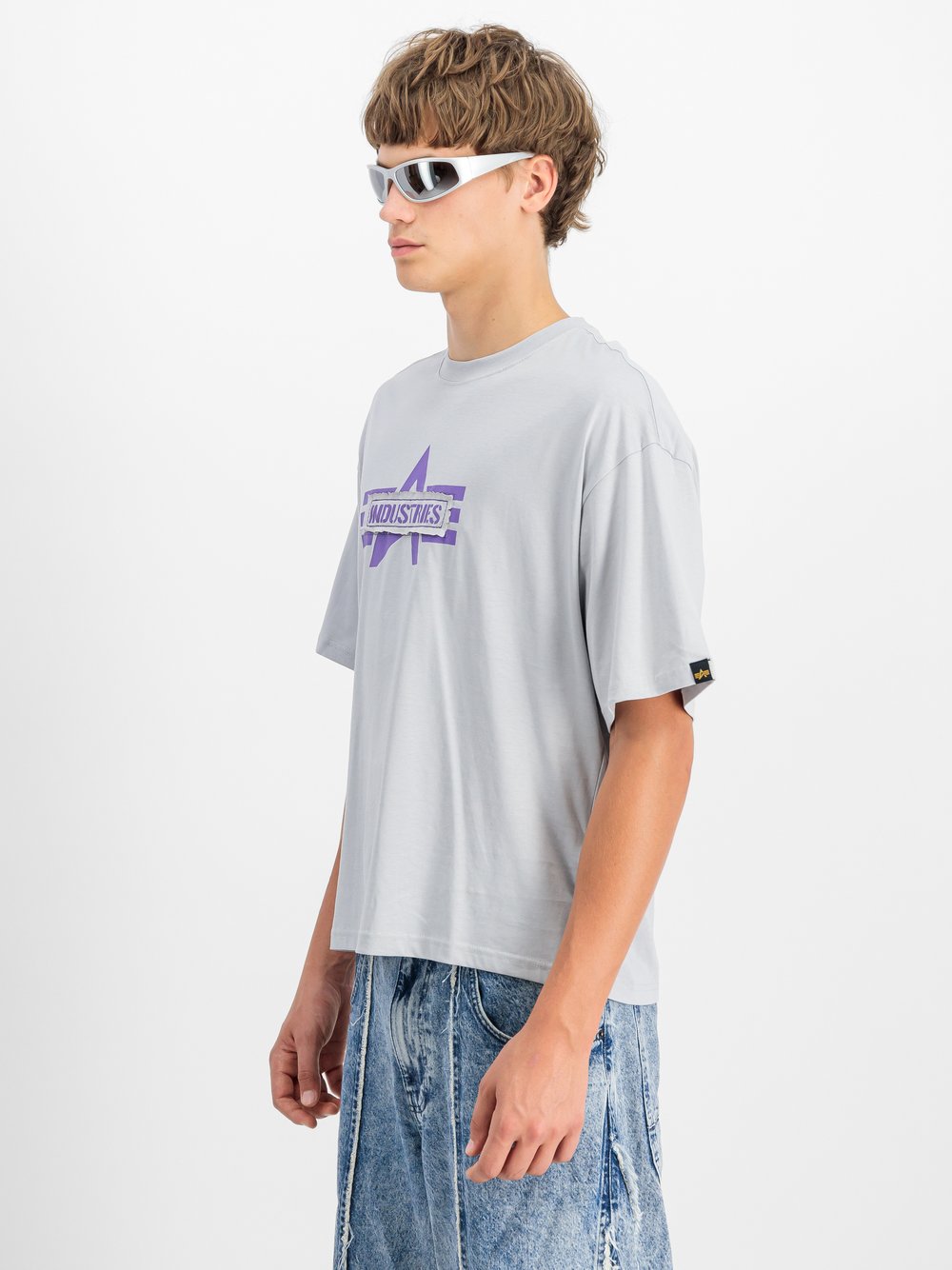 Alpha Industries T-Shirt Herren Baumwolle blau bedruckt, XL
