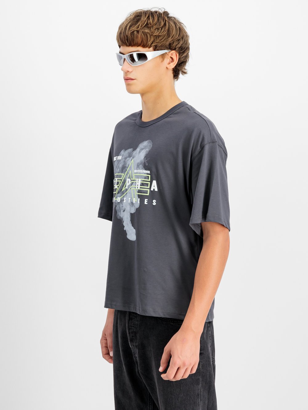 Alpha Industries T-Shirt Herren Baumwolle grau bedruckt, M