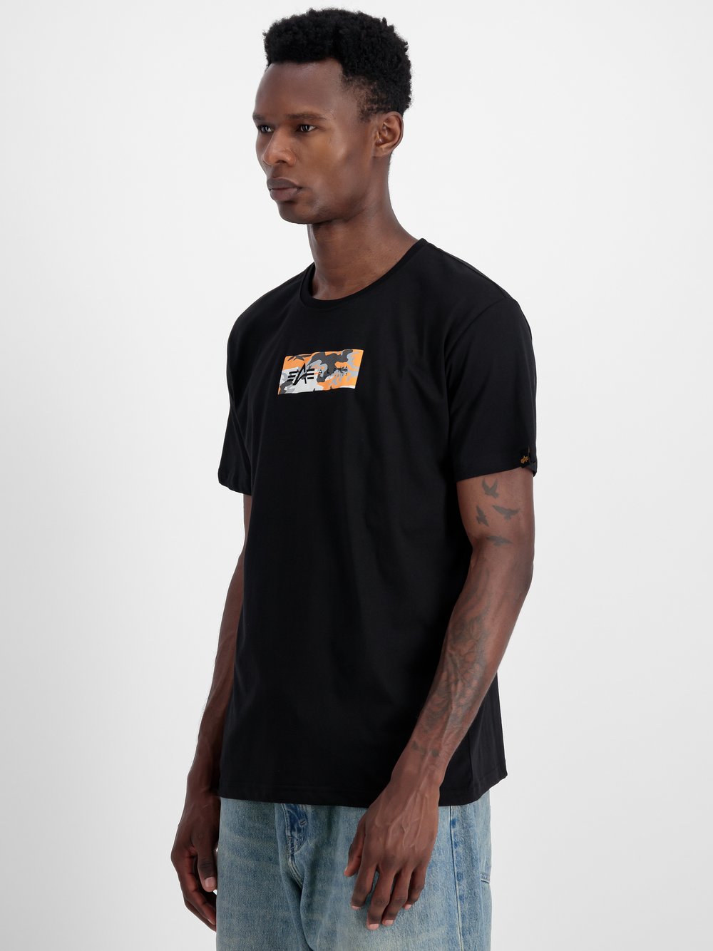 Alpha Industries T-Shirt Herren Baumwolle schwarz bedruckt, S
