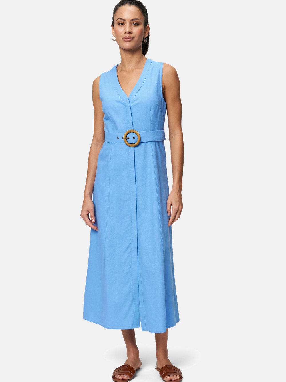zero Midikleid Damen Leinen blau, 44