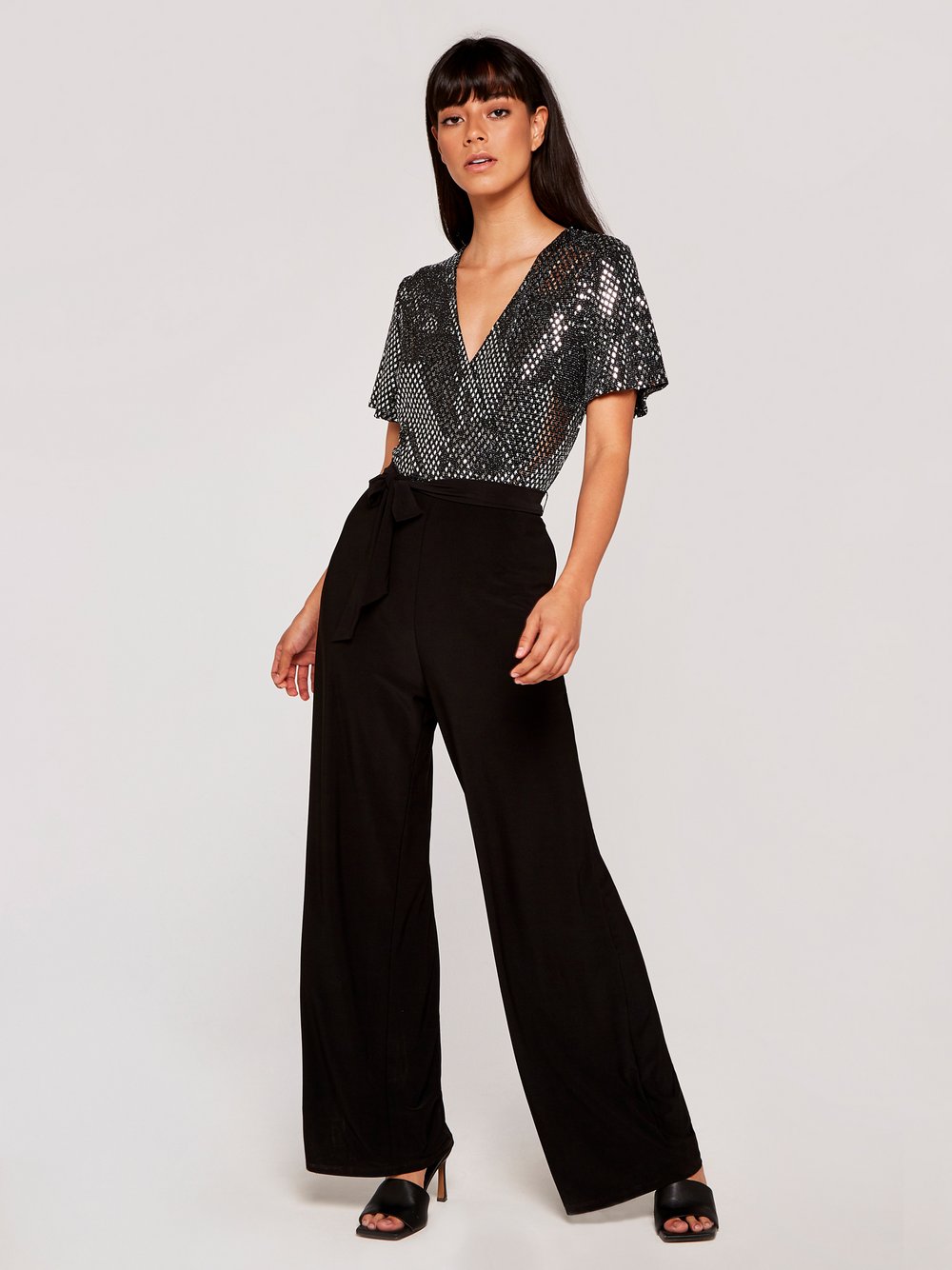 Apricot Jumpsuit Damen schwarz strukturiert, 34