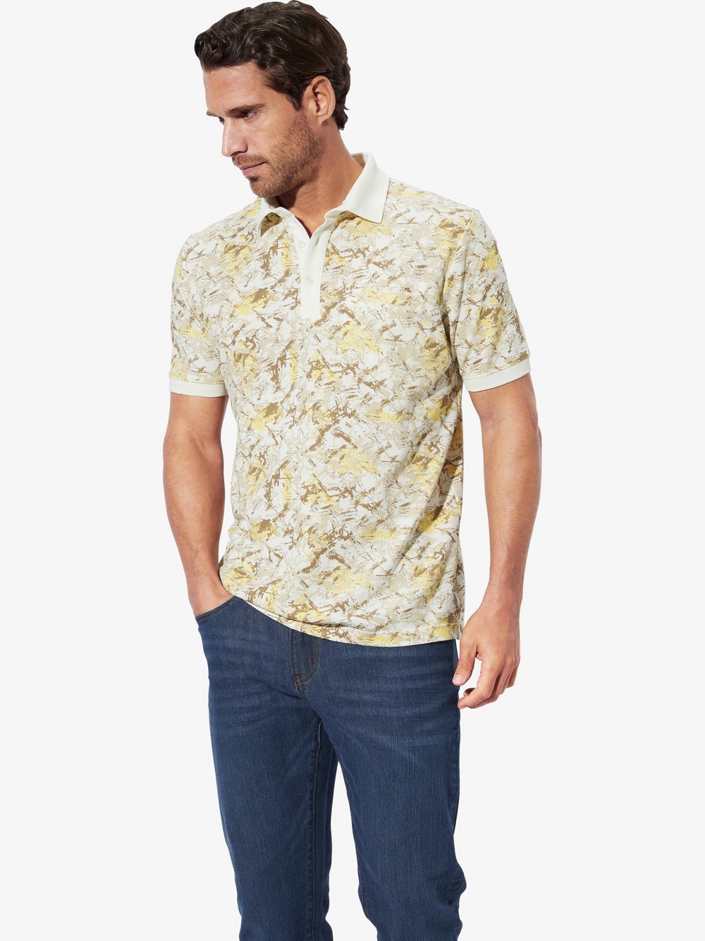 Thumbnail - BABISTA Poloshirt Herren Baumwolle beige gemustert, L