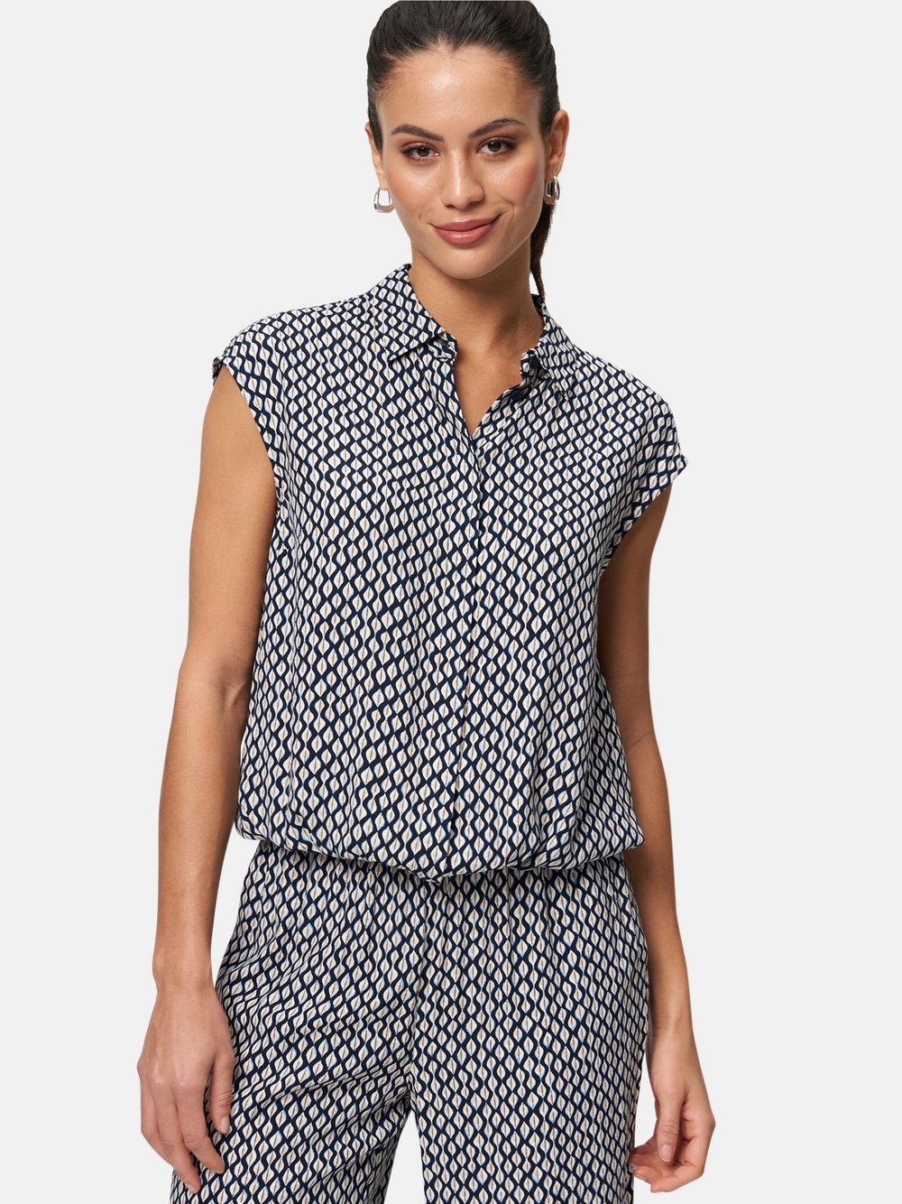 zero Blusentop Damen Viskose blau gemustert, 34
