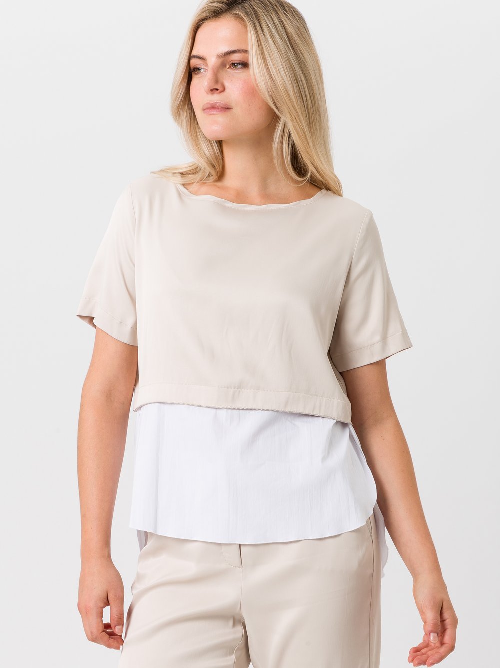 TUZZI Shirt Damen Viskose beige gestreift, 38
