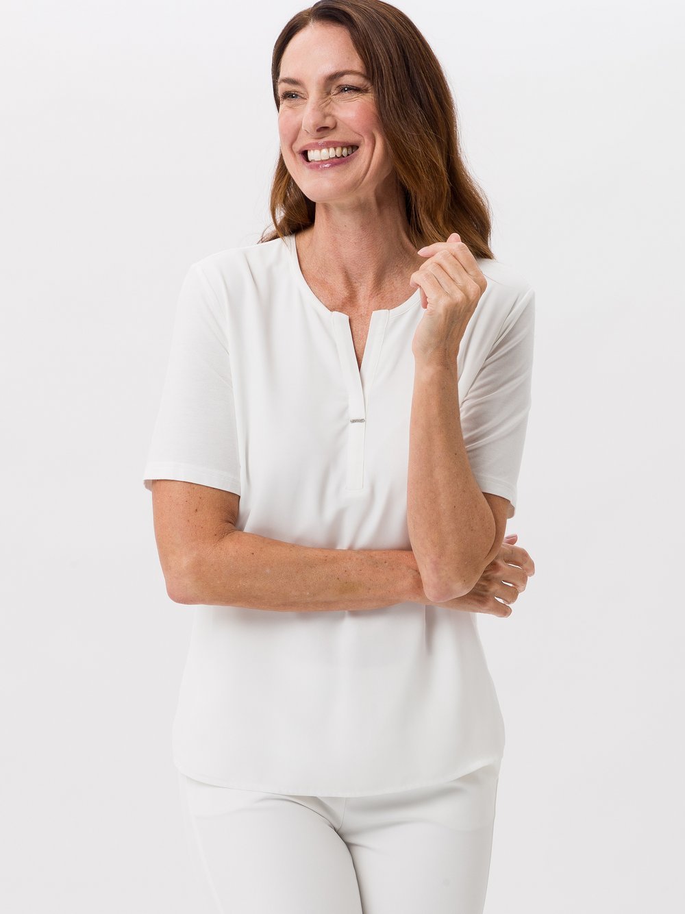 Frank Walder Blusenshirt Damen Viskose weiß, 48