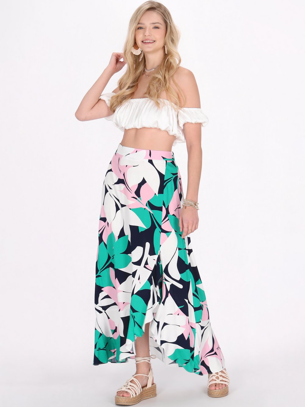 Thumbnail - IZIA Rock Damen Viskose rosa bedruckt, XL