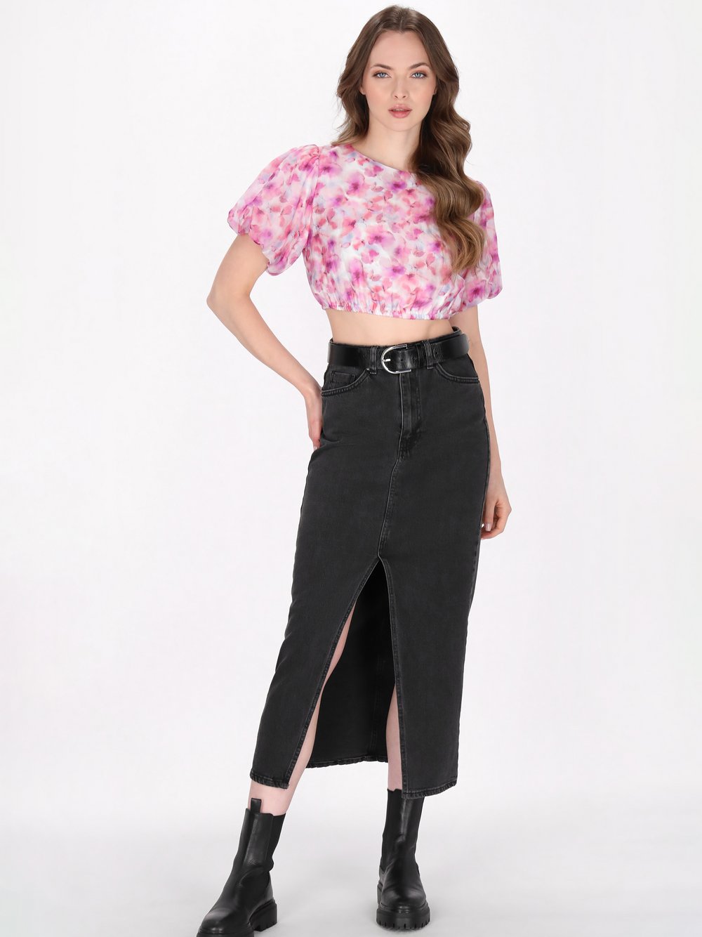 Dreimaster Bluse Damen Viskose rosa bedruckt, M