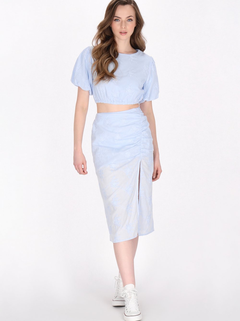 Dreimaster Bluse Damen Baumwolle blau gemustert, L