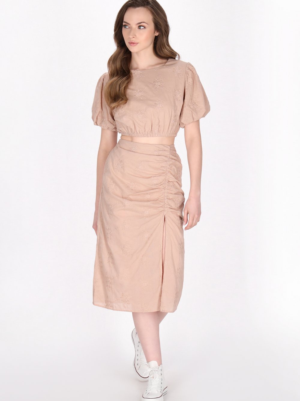 Dreimaster Bluse Damen Baumwolle beige gemustert, XL