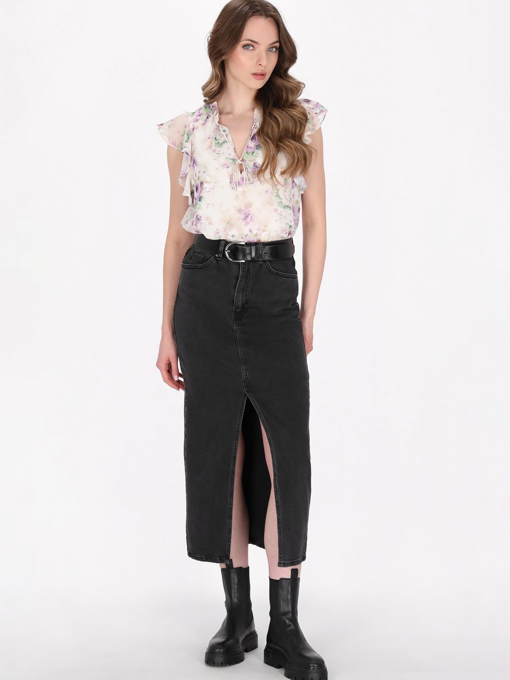 Dreimaster Bluse Damen lila bedruckt, M