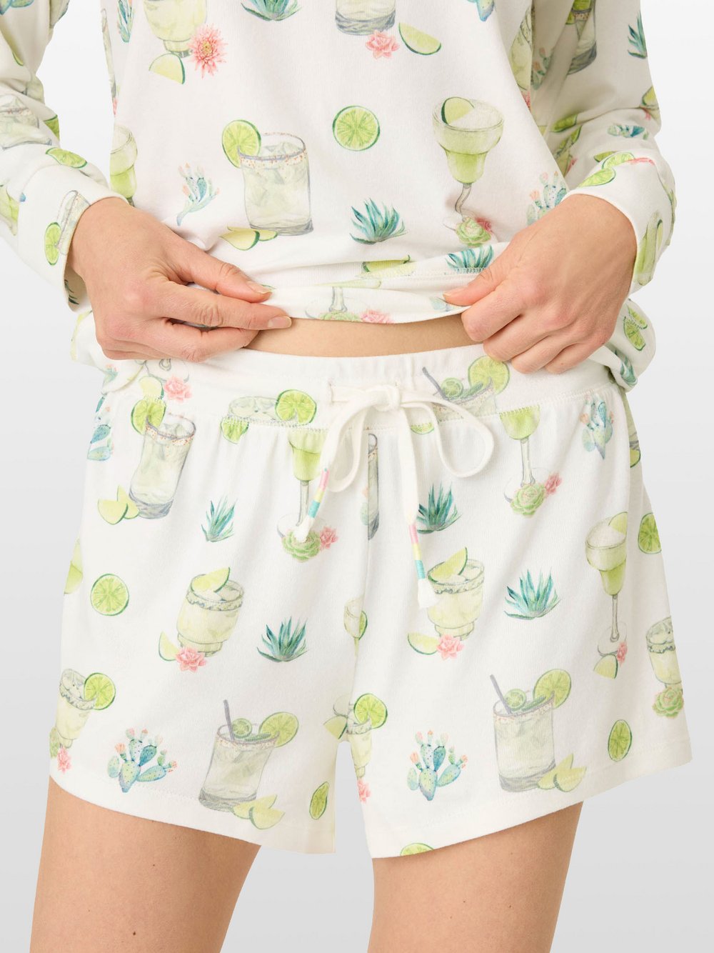 Thumbnail - PJ Salvage Pyjamashorts  Damen weiß bedruckt, XL