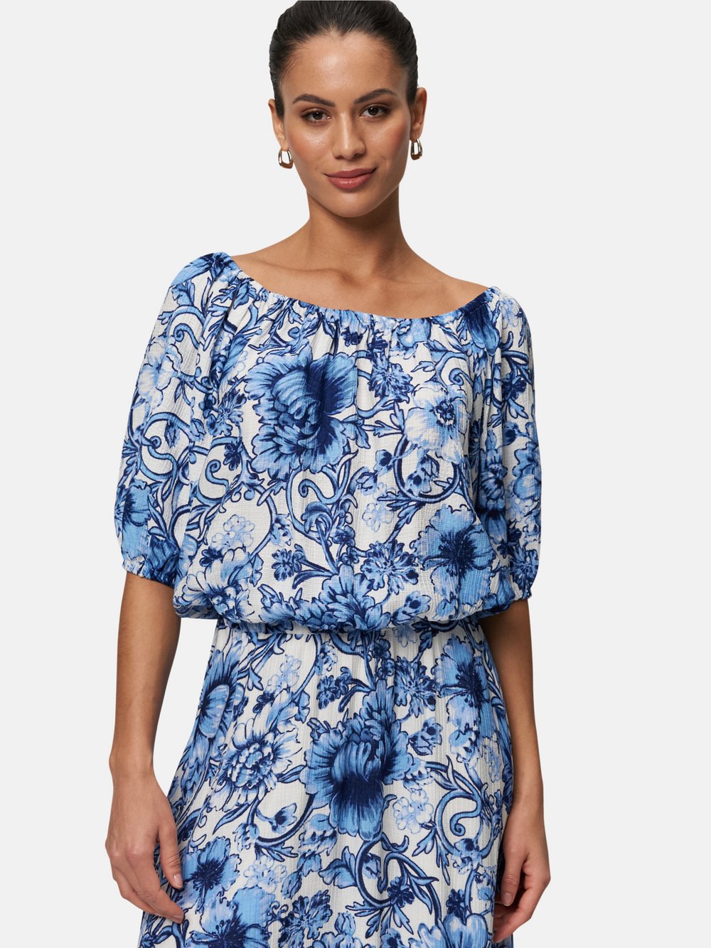 zero Carmenbluse Damen Viskose blau gemustert, 40