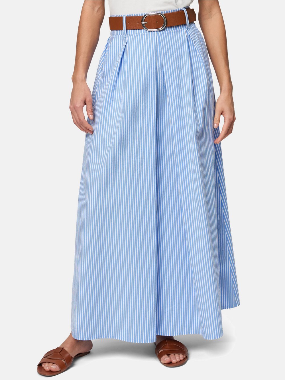 zero Maxirock Damen Baumwolle blau gestreift, 36