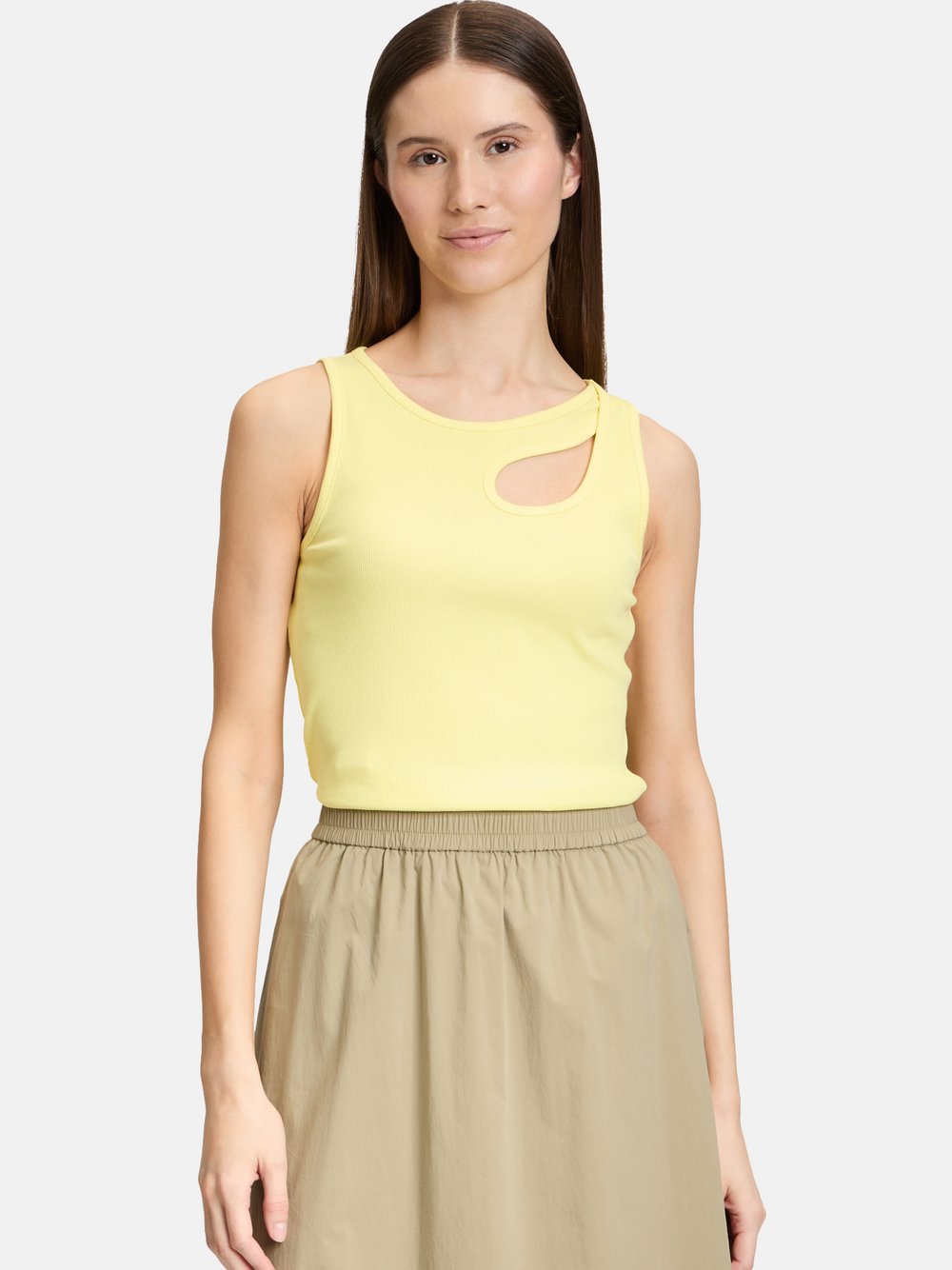 Cartoon Basic-Top Damen Baumwolle gelb, 34