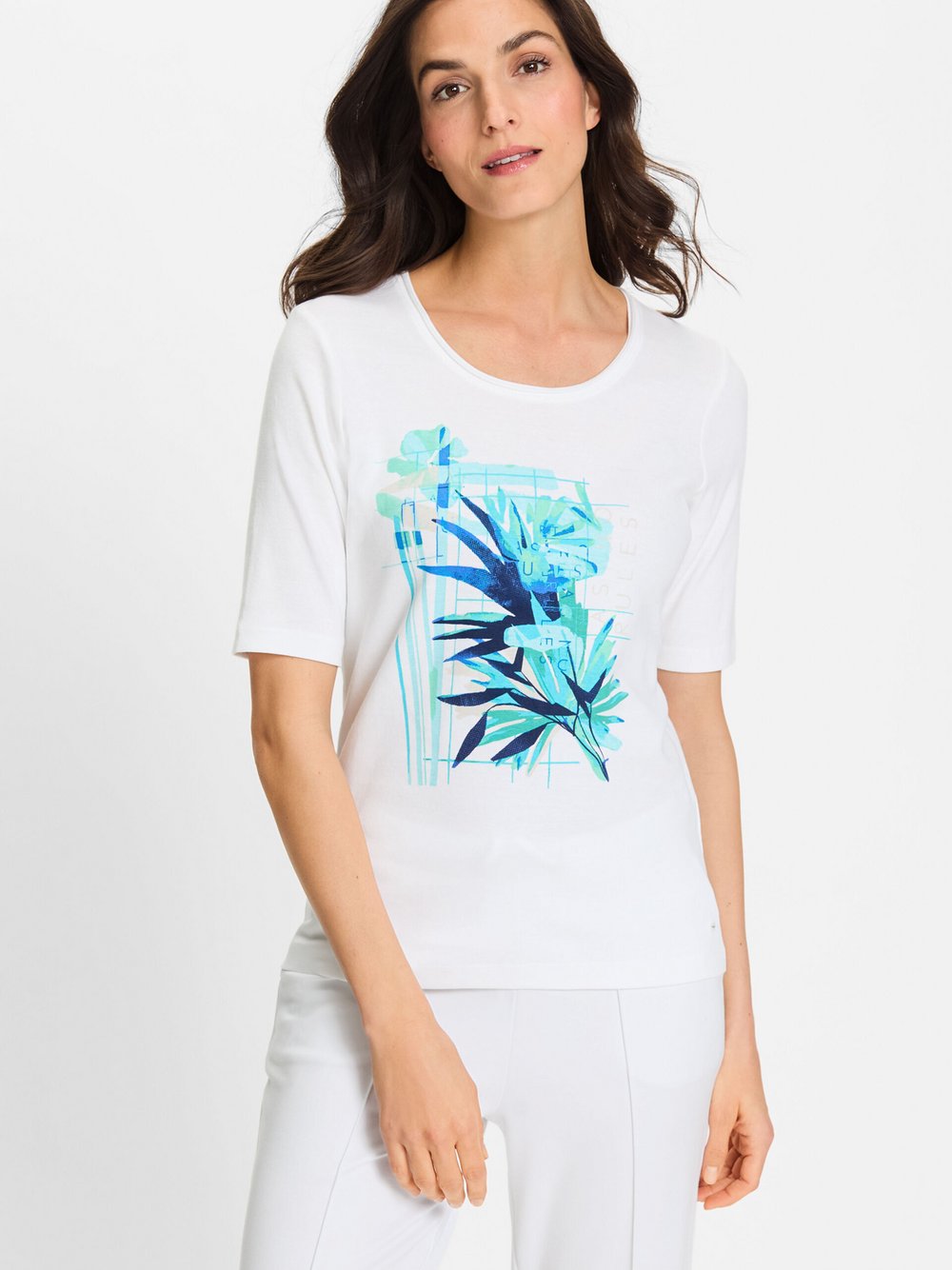 Olsen Shirt Damen Baumwolle weiß bedruckt, 42