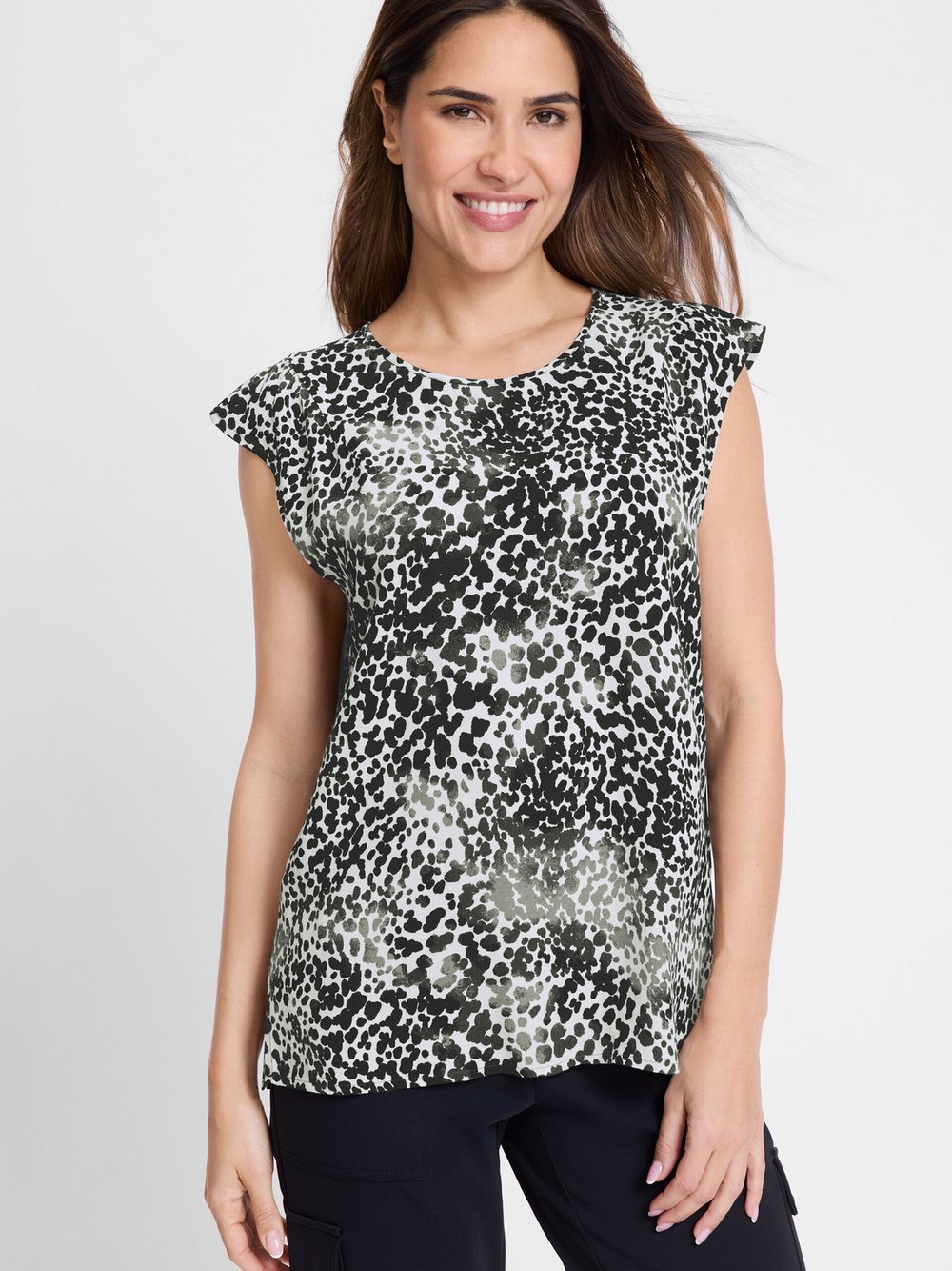 Olsen Bluse Damen Viskose schwarz bedruckt, 44