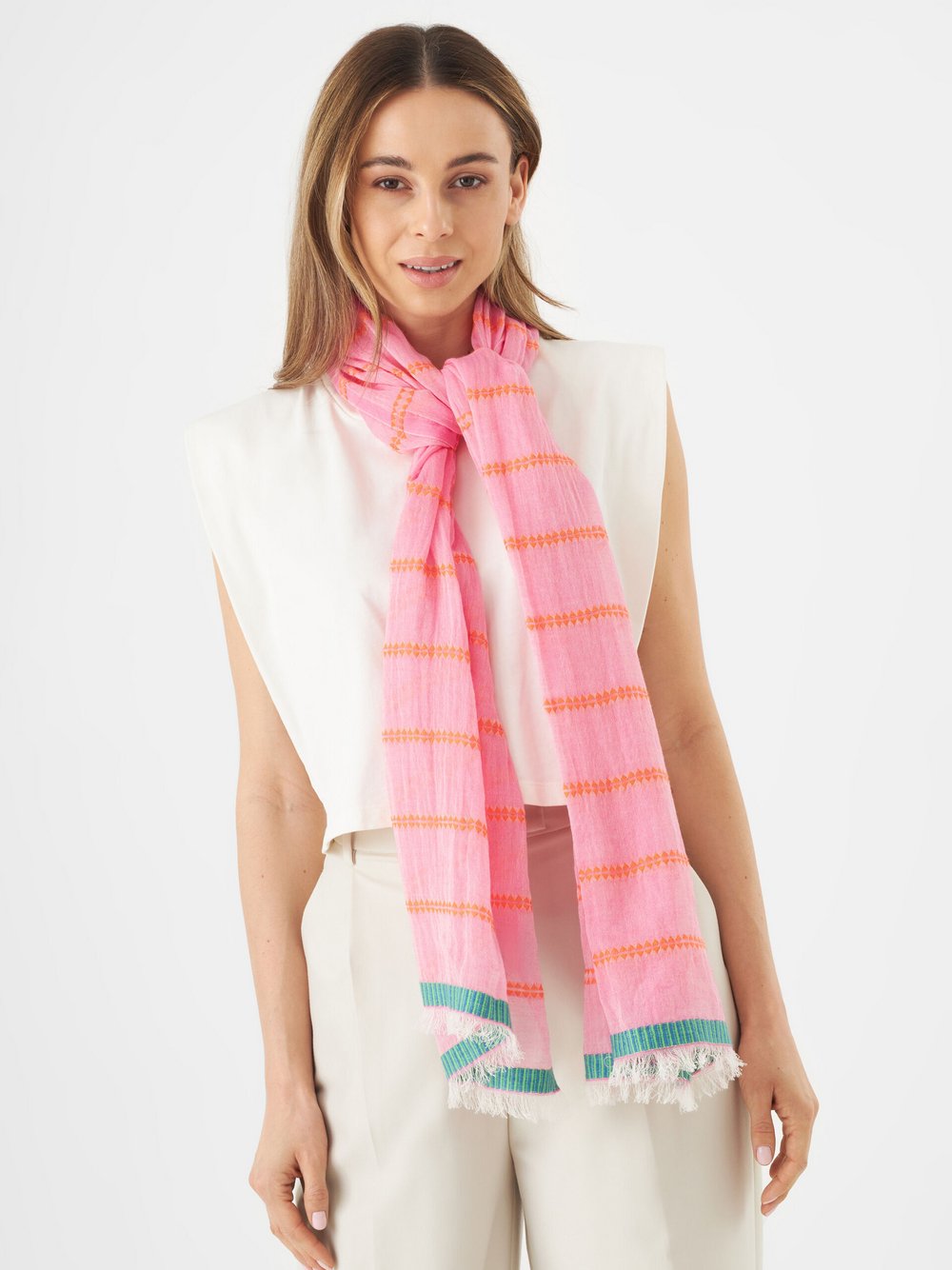 Codello Schal Damen Baumwolle pink gestreift, ONE SIZE