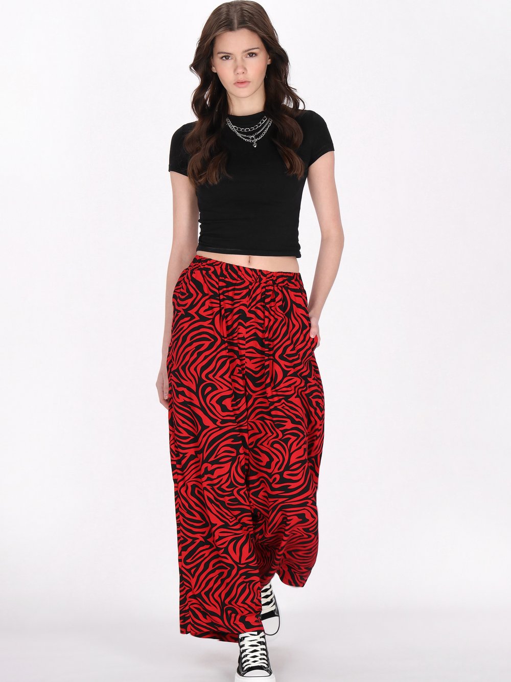 Thumbnail - MyMo Hose Damen Viskose schwarz gemustert, L