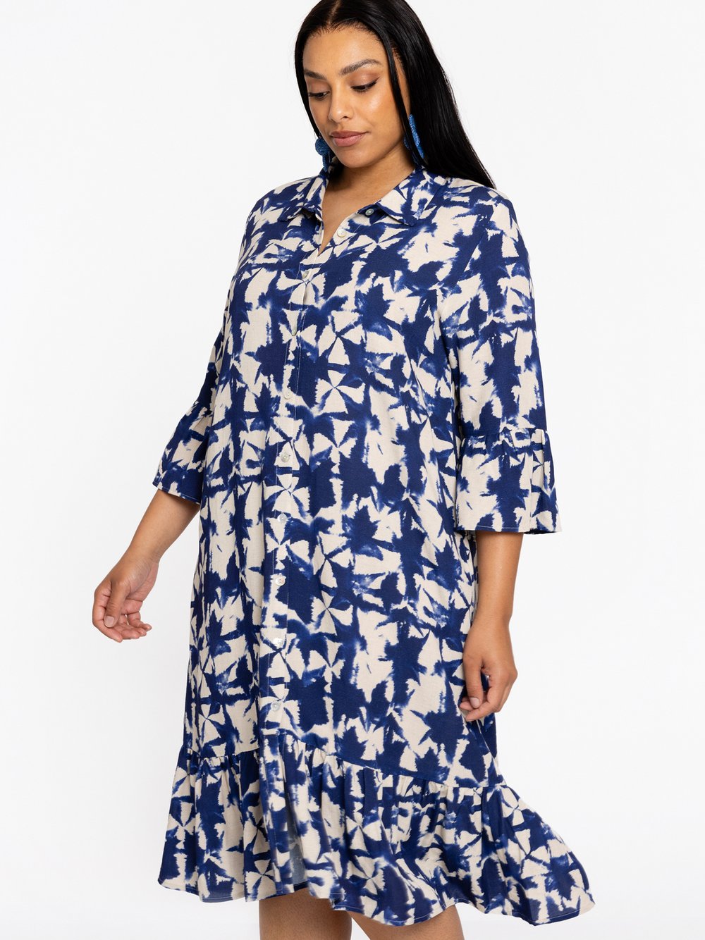 YOEK Kleid Damen Viskose blau bedruckt, 42-44