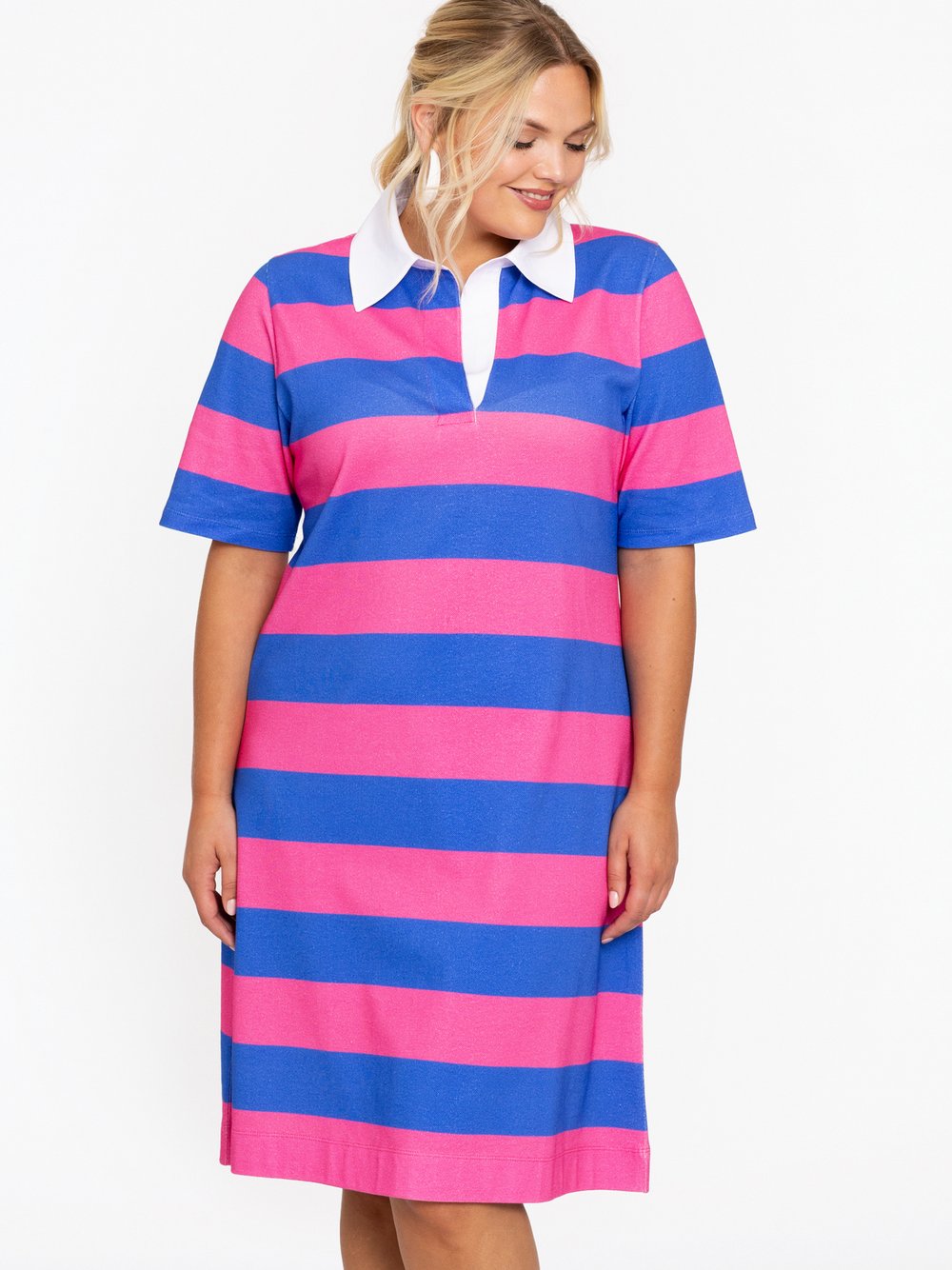 YOEK Kleid Damen Baumwolle rosa gestreift, 46-48