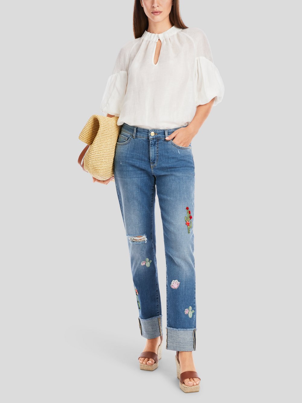 Marc Cain Jeans Damen Baumwolle blau bedruckt, 40