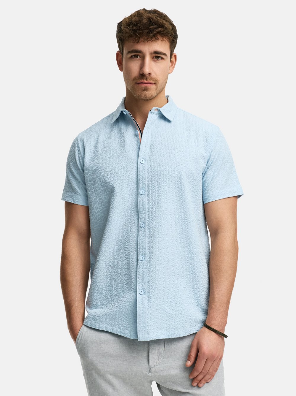 Indicode Hemd Kurzarm Herren Regular Fit Baumwolle blau gestreift, XXL