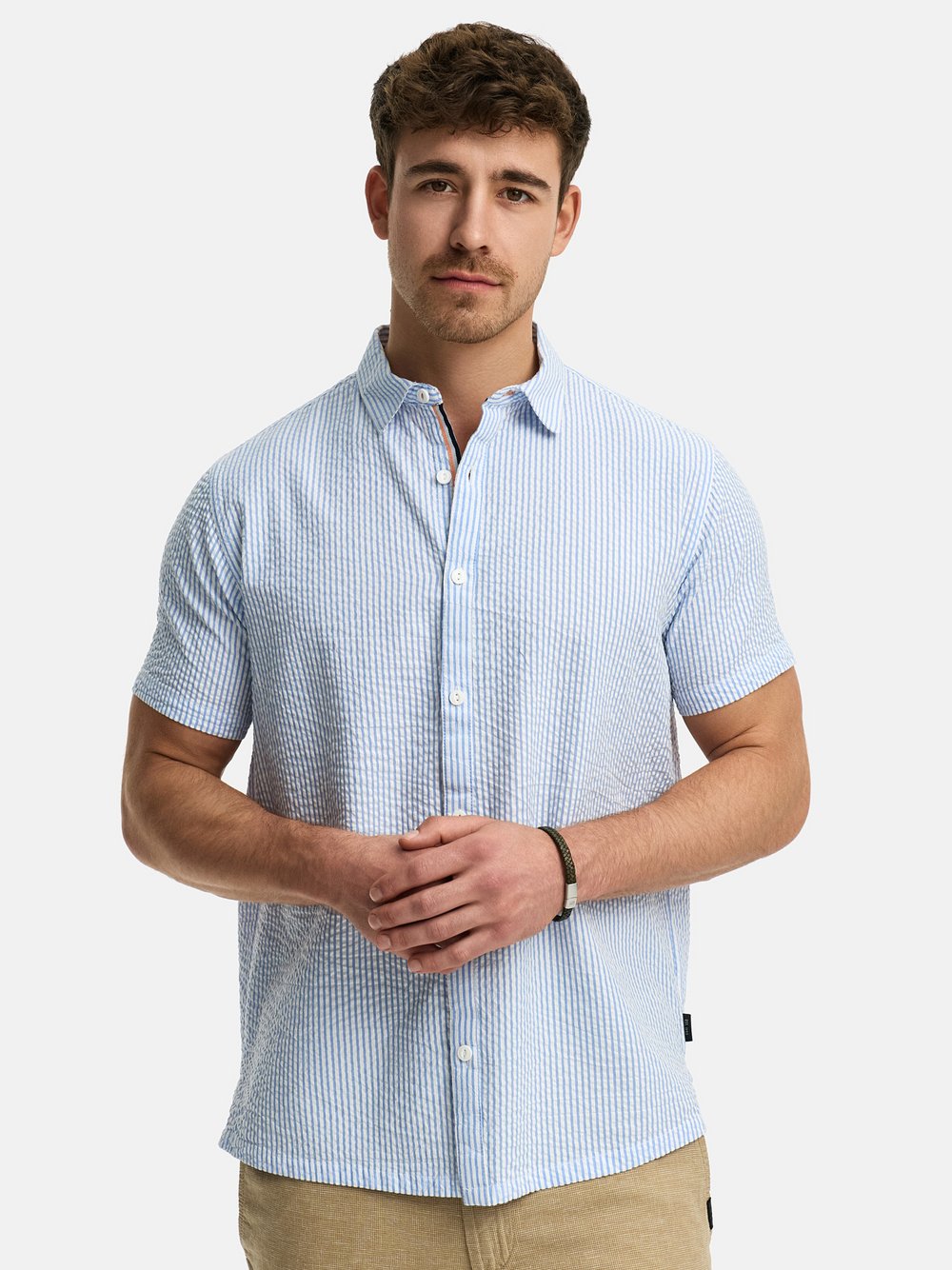 Thumbnail - Indicode Hemd Kurzarm Herren Regular Fit Baumwolle blau gestreift, S