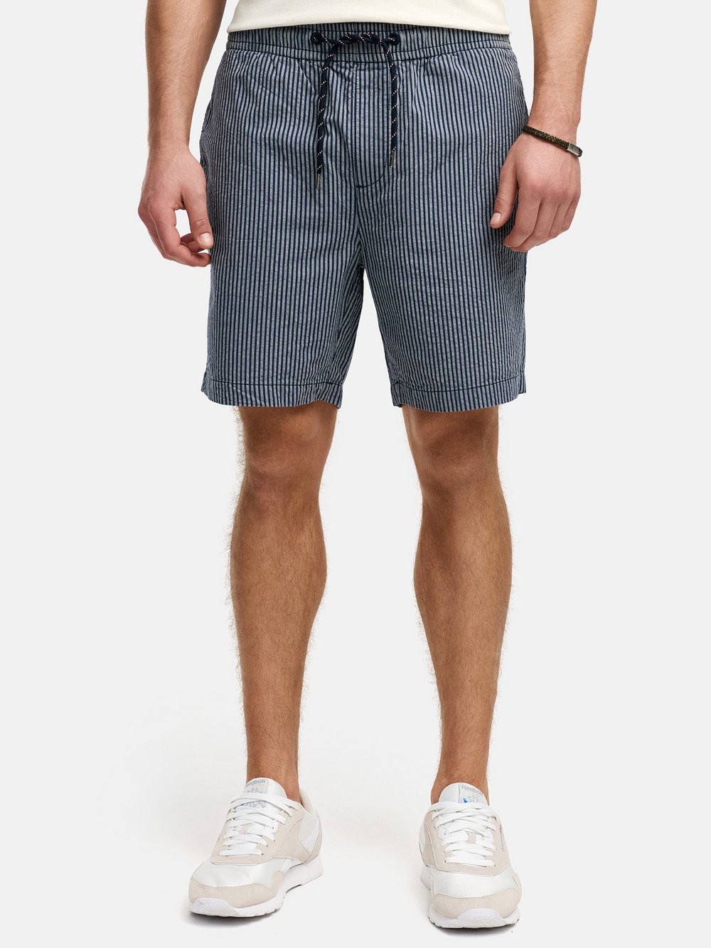 Thumbnail - Indicode Shorts Herren Baumwolle blau gestreift, L