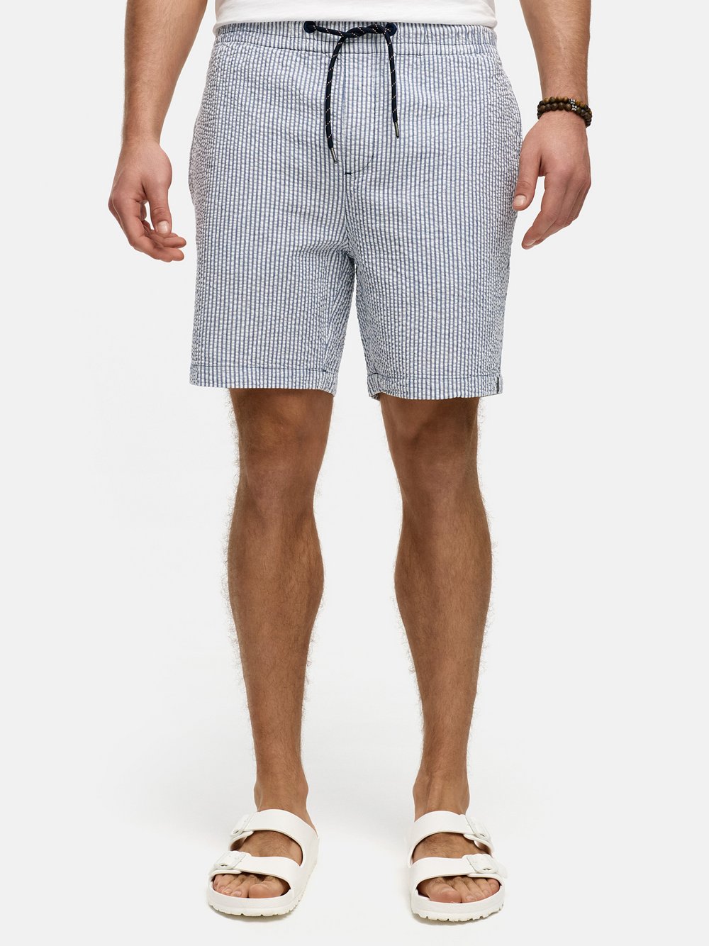 Indicode Shorts Herren Baumwolle blau gestreift, XXL