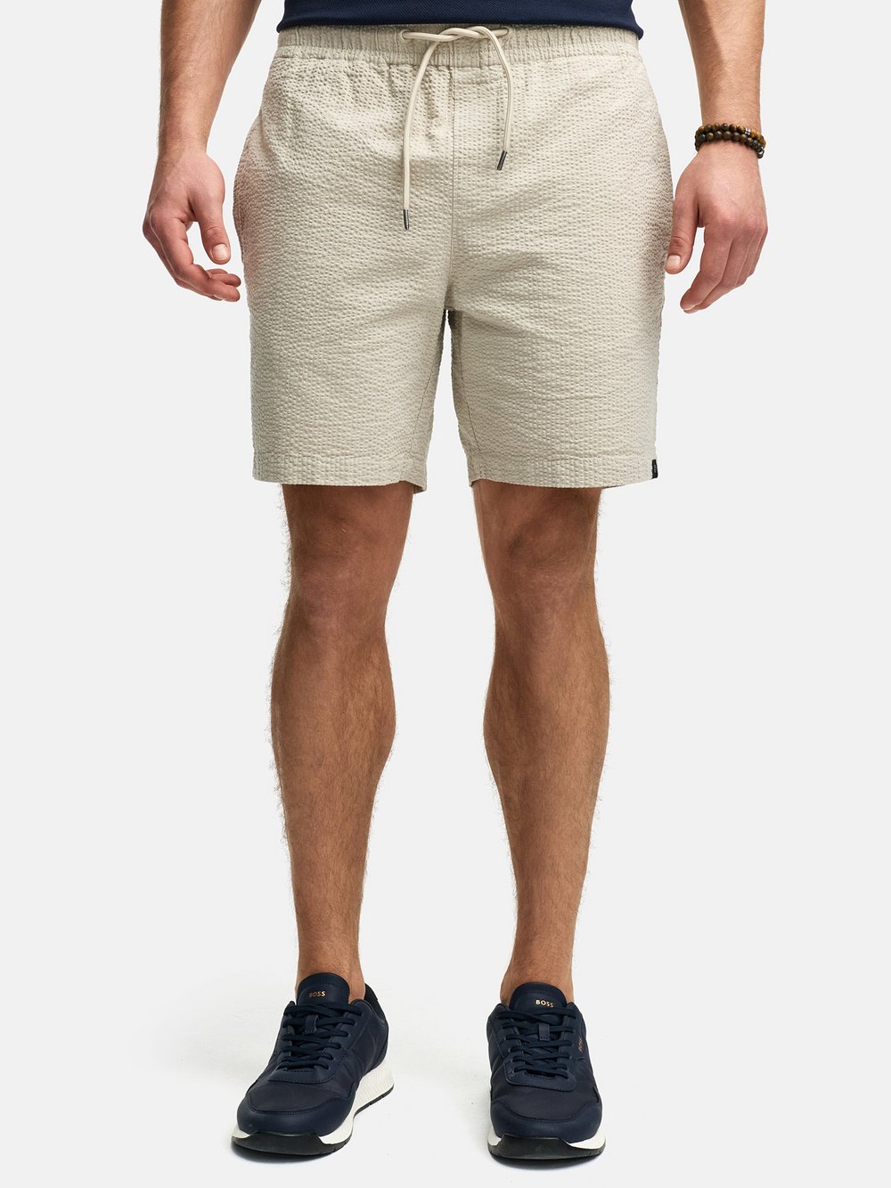 Indicode Shorts Herren Baumwolle beige gestreift, XL