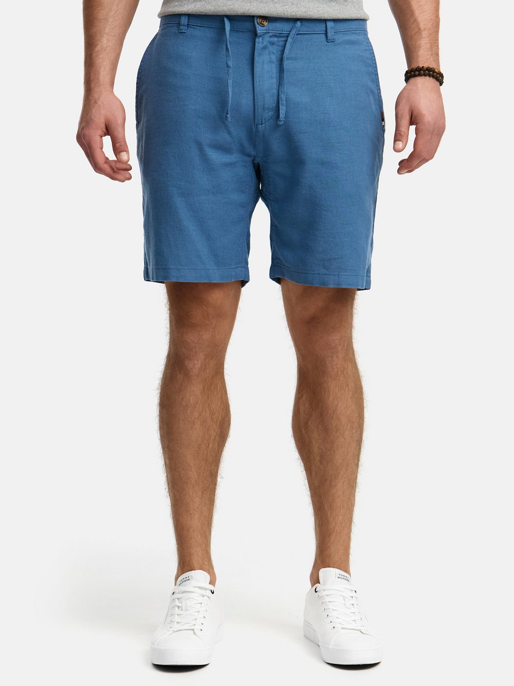 Indicode Shorts Leinen Herren Baumwolle blau meliert, XL