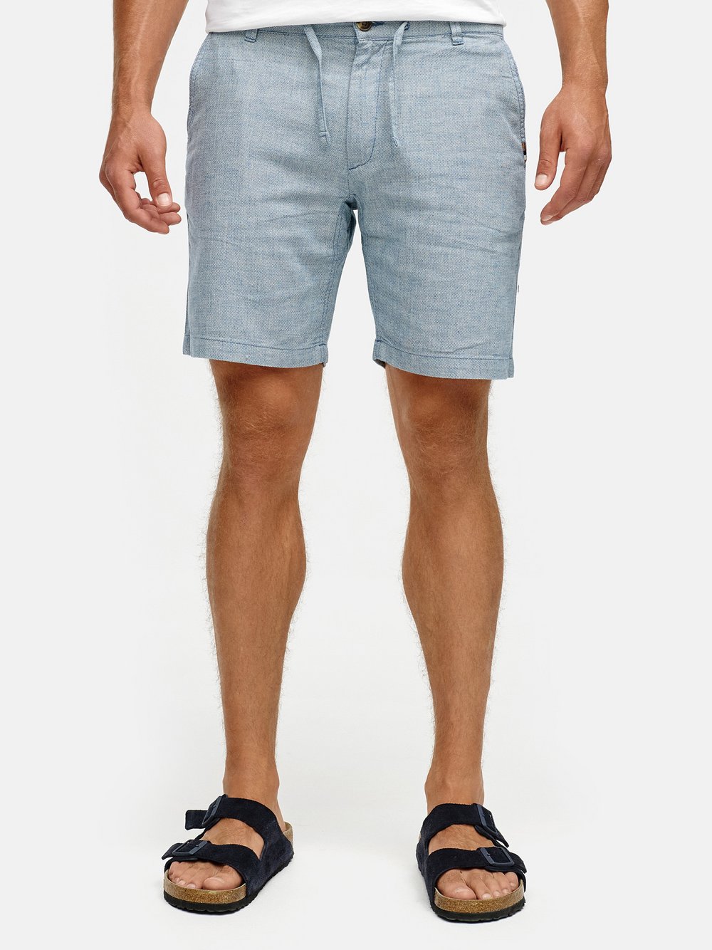 Indicode Shorts Leinen Herren Baumwolle blau meliert, XL