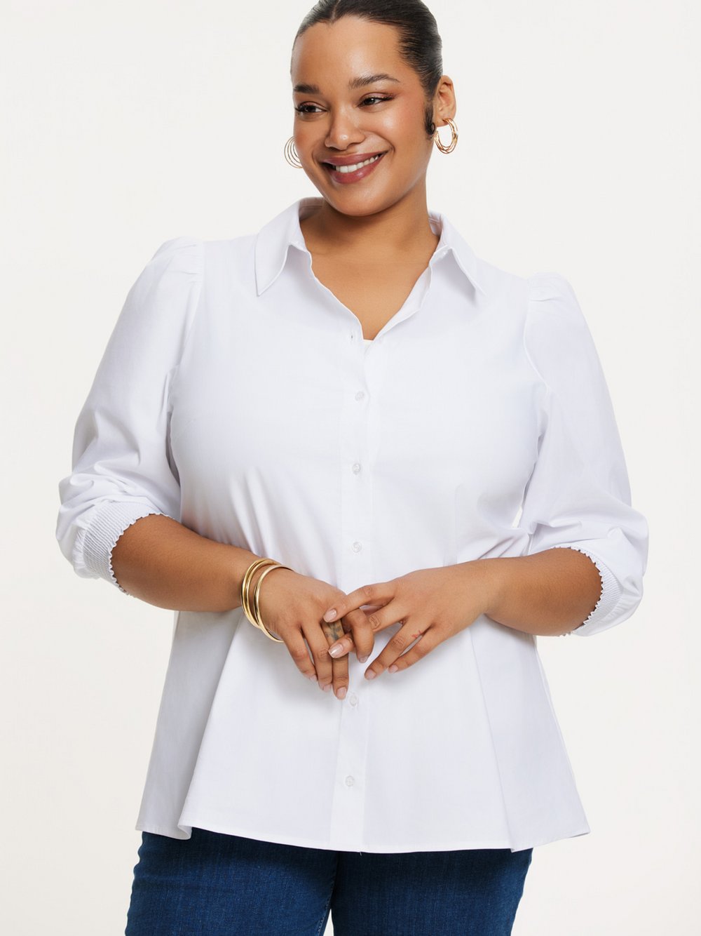 YOEK Bluse Damen Baumwolle weiß, 38-40