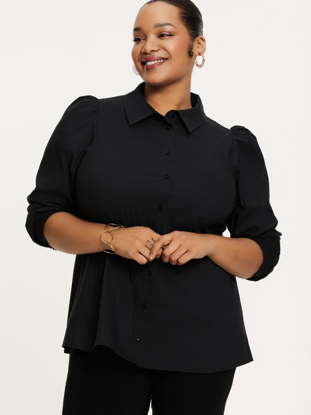 Thumbnail - YOEK Bluse Damen Baumwolle schwarz, 5860