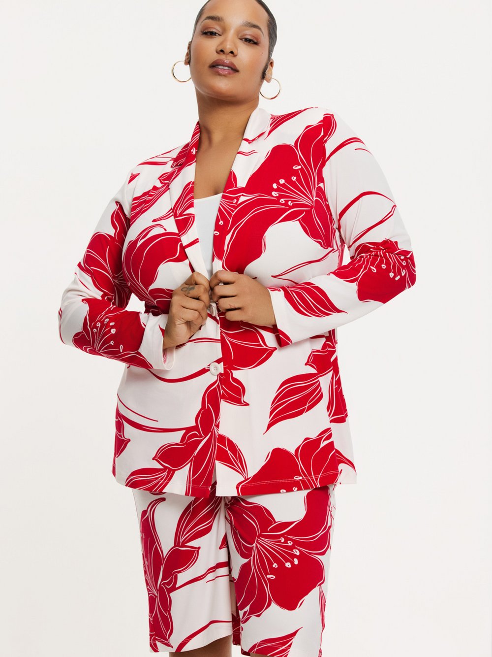 YOEK Blazer Damen rot bedruckt, 50-52