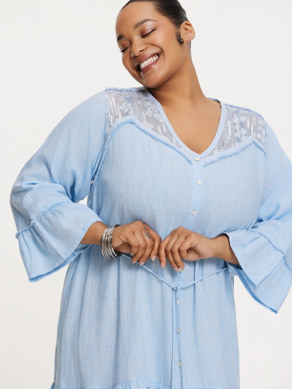 YOEK Kleid Damen Baumwolle blau bedruckt, 5860