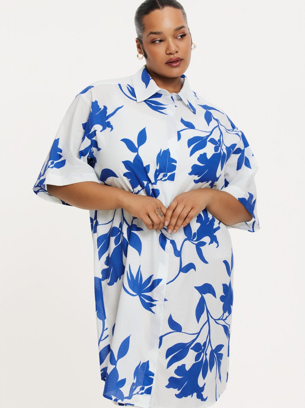 YOEK Kleid Damen Baumwolle blau bedruckt, 54-56
