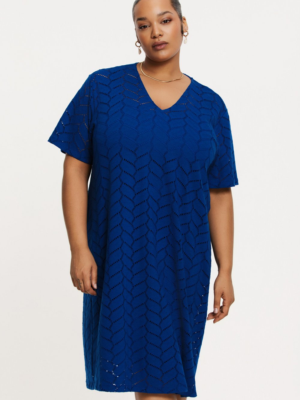 YOEK Kleid Damen blau bedruckt, 46-48