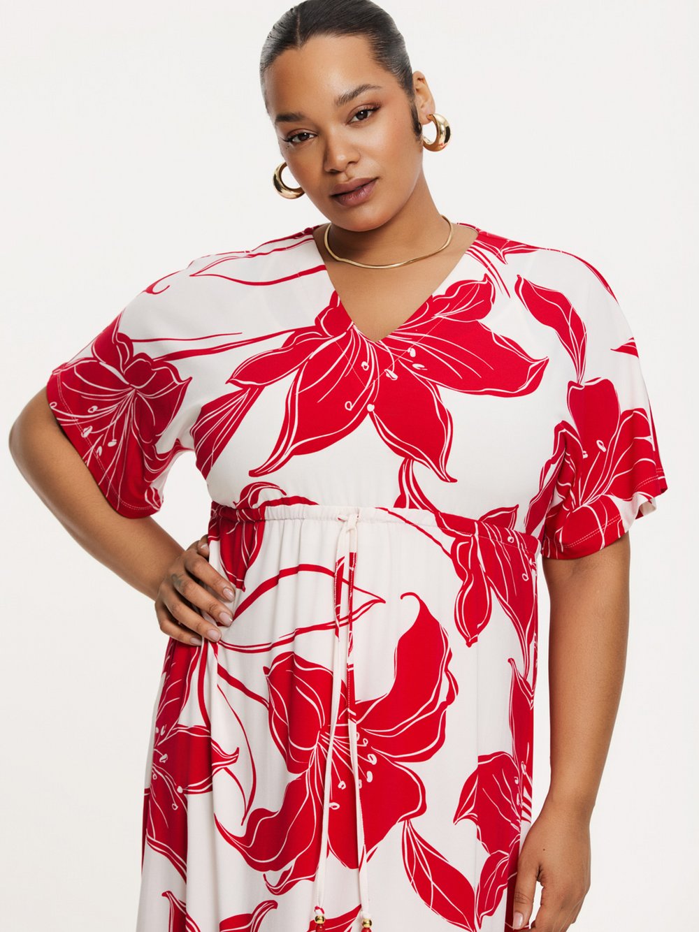 YOEK Kleid Damen rot bedruckt, 5860